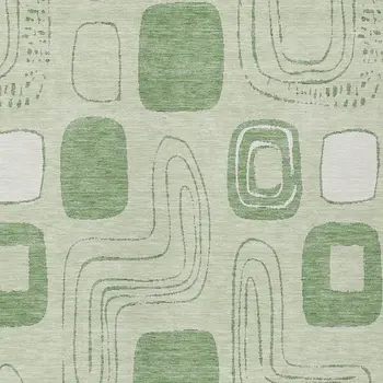10' X 14' Mint Green And Ivory Geometric Washable Indoor Outdoor Area Rug