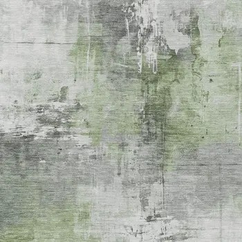 3' X 5' Green Gray And Silver Abstract Washable Indoor Outdoor Area Rug