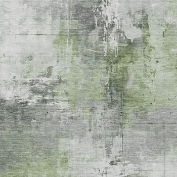 5' X 8' Green Gray And Silver Abstract Washable Indoor Outdoor Area Rug