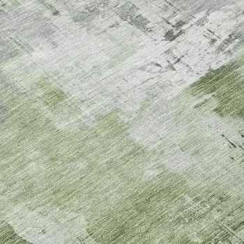 8' Green Gray And Silver Round Abstract Washable Indoor Outdoor Area Rug