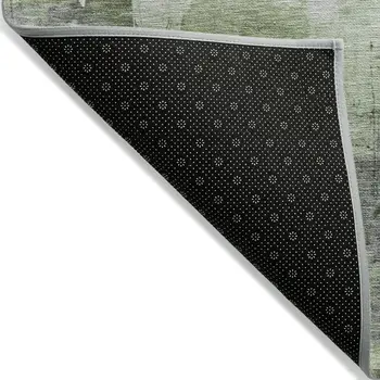 9' X 12' Green Gray And Silver Abstract Washable Indoor Outdoor Area Rug