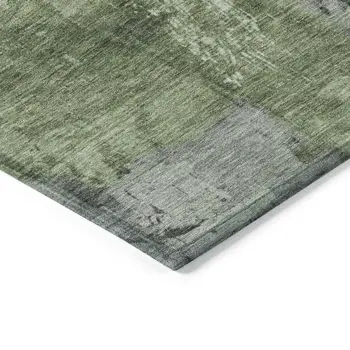 9' X 12' Green Gray And Silver Abstract Washable Indoor Outdoor Area Rug