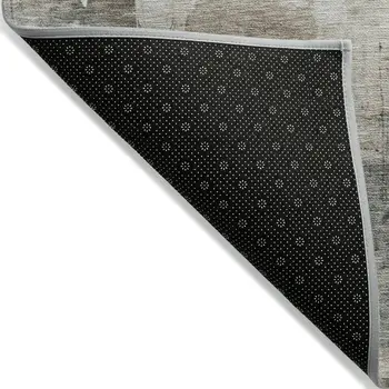 5' X 8' Ivory Gray And Khaki Abstract Washable Indoor Outdoor Area Rug