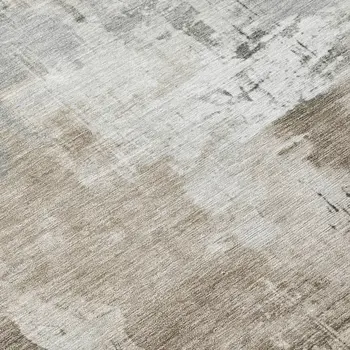 8' Ivory Gray And Khaki Round Abstract Washable Indoor Outdoor Area Rug
