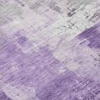 8' Purple Eggplant And Ivory Round Abstract Washable Indoor Outdoor Area Rug