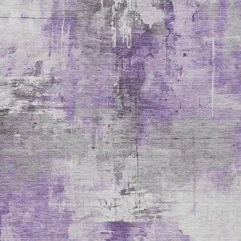 10' X 14' Purple Eggplant And Ivory Abstract Washable Indoor Outdoor Area Rug