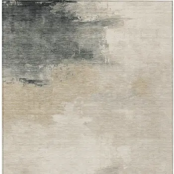 3' X 5' Beige Taupe And Ivory Abstract Washable Indoor Outdoor Area Rug
