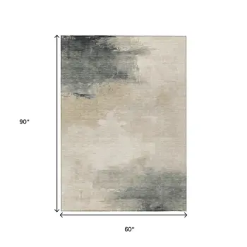 5' X 8' Beige Taupe And Ivory Abstract Washable Indoor Outdoor Area Rug