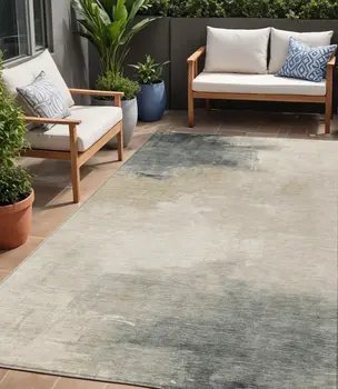 5' X 8' Beige Taupe And Ivory Abstract Washable Indoor Outdoor Area Rug
