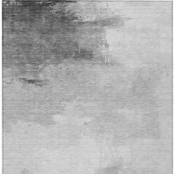 5' X 8' Gray And Silver Abstract Washable Indoor Outdoor Area Rug