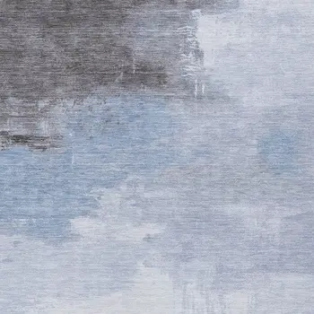 8' X 10' Sky Blue Gray And Ivory Abstract Washable Indoor Outdoor Area Rug