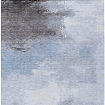 10' X 14' Sky Blue Gray And Ivory Abstract Washable Indoor Outdoor Area Rug