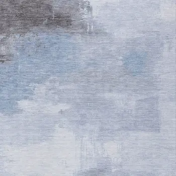 10' X 14' Sky Blue Gray And Ivory Abstract Washable Indoor Outdoor Area Rug