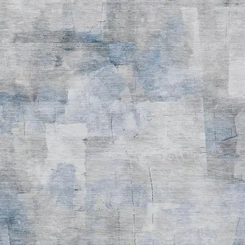 3' X 5' Denim Blue Gray And Ivory Abstract Washable Indoor Outdoor Area Rug