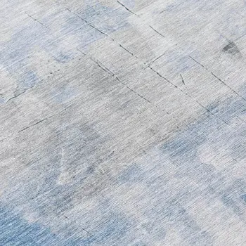 8' Denim Blue Gray And Ivory Round Abstract Washable Indoor Outdoor Area Rug