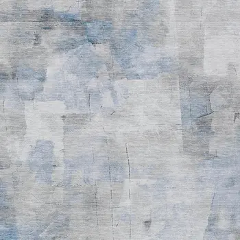 8' X 10' Denim Blue Gray And Ivory Abstract Washable Indoor Outdoor Area Rug