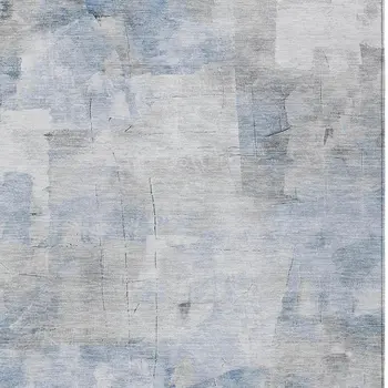 10' X 14' Denim Blue Gray And Ivory Abstract Washable Indoor Outdoor Area Rug