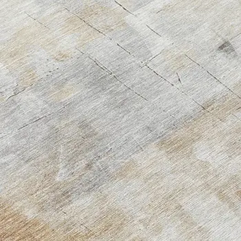8' Linen Gray And Ivory Round Abstract Washable Indoor Outdoor Area Rug