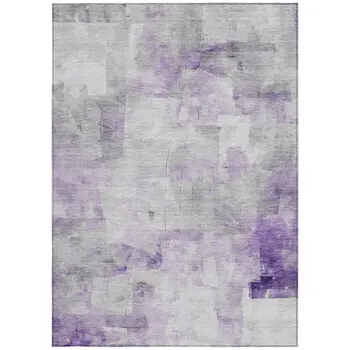 3' X 5' Lavender Gray And Ivory Abstract Washable Indoor Outdoor Area Rug