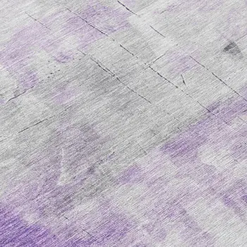 8' Lavender Gray And Ivory Round Abstract Washable Indoor Outdoor Area Rug