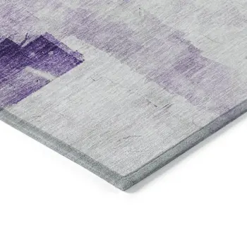 8' X 10' Lavender Gray And Ivory Abstract Washable Indoor Outdoor Area Rug