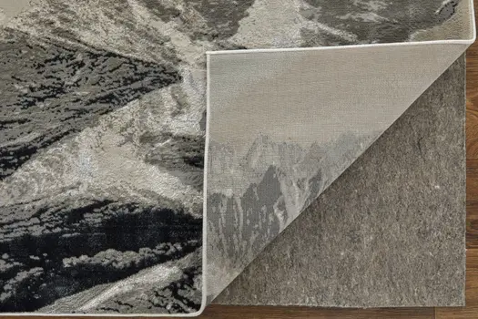 7' X 10' Black And Silver Abstract Area Rug