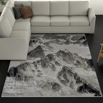 8' X 10' Black And Silver Abstract Area Rug
