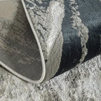8' X 10' Black And Silver Abstract Area Rug