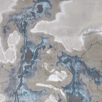 8' X 10' Taupe And Blue Abstract Area Rug