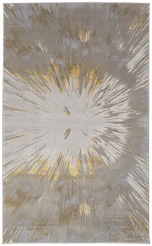 7' X 10' Gold And Silver Abstract Area Rug
