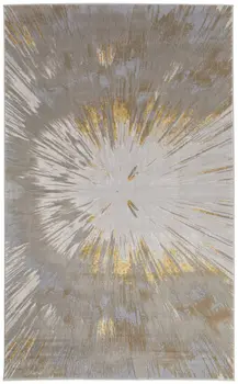 8' X 10' Gold And Silver Abstract Area Rug