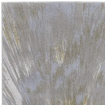 8' Gold And Silver Abstract Runner Rug