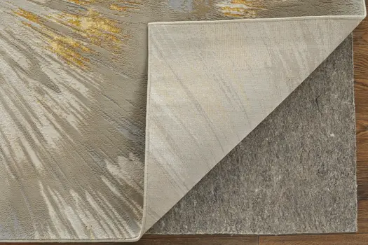 8' Gold And Silver Abstract Runner Rug