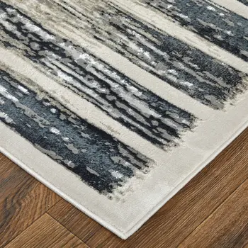 5' X 8' Gray And Black Abstract Distressed Area Rug
