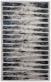 8' X 10' Gray And Black Abstract Distressed Area Rug