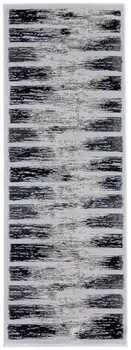 8' Gray And Black Abstract Distressed Runner Rug