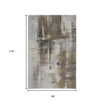 6' X 9' Gray And Brown Abstract Area Rug