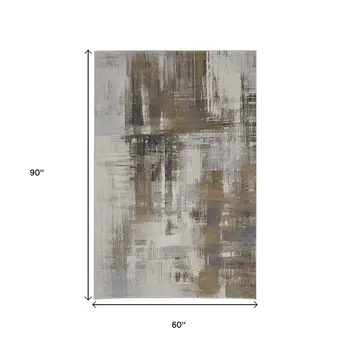 5' X 8' Gray And Brown Abstract Area Rug