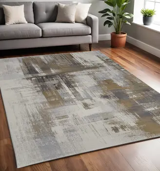 5' X 8' Gray And Brown Abstract Area Rug