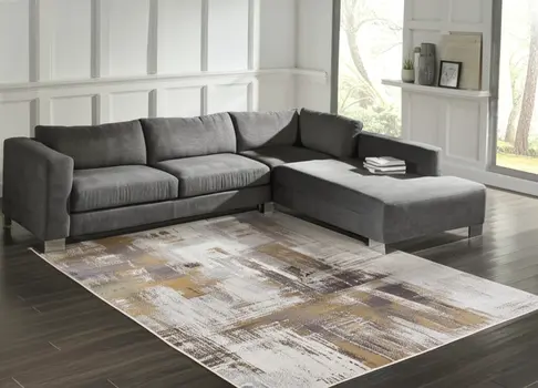 8' X 10' Gray And Brown Abstract Area Rug