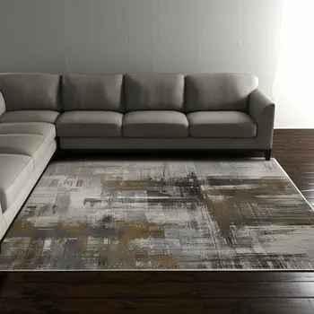 8' X 12' Gray And Brown Abstract Area Rug