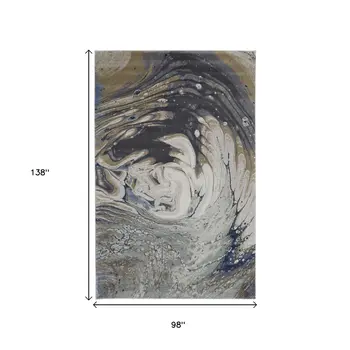8' X 12' Gray And Ivory Abstract Area Rug