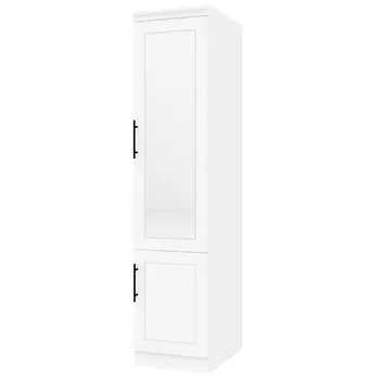 71" White Wood Mirrored Two Door Combo Dresser