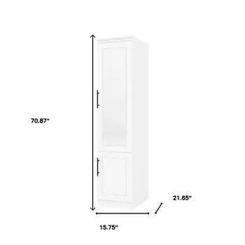 71" White Wood Mirrored Two Door Combo Dresser