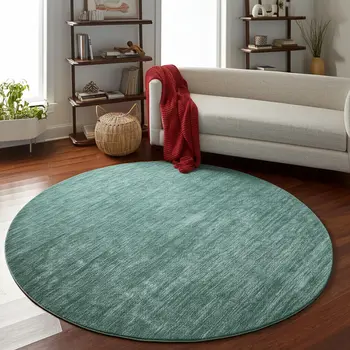 10' Green And White Hand Woven Round Rug