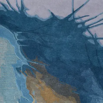 10' X 14' Blue Gold And Gray Abstract Hand Tufted Area Rug