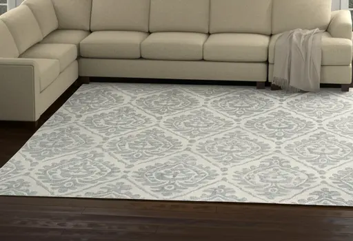 10' X 14' Ivory And Gray Floral Hand Tufted Area Rug