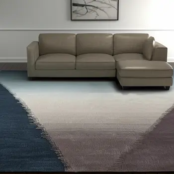 10' X 14' Taupe Blue And Tan Geometric Hand Tufted Area Rug