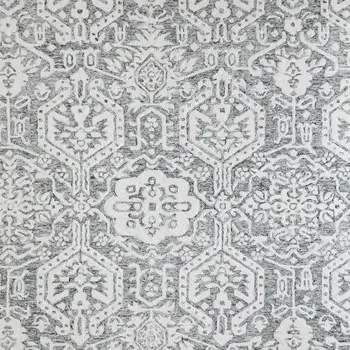 10' X 14' Gray And White Geometric Hand Tufted Area Rug