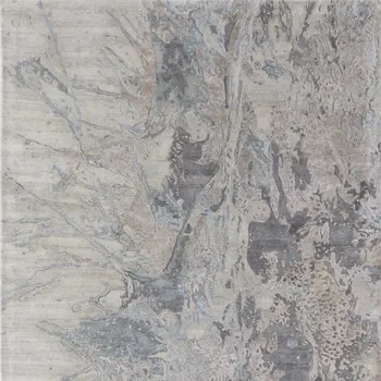 10' X 14' Gray Tan And Blue Abstract Hand Tufted Distressed Area Rug